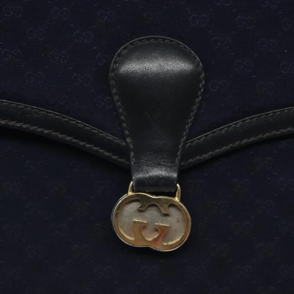 GUCCI Micro GG Canvas Shoulder Bag Navy Gold - Picture 15 of 16